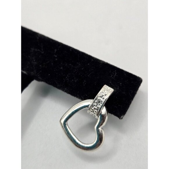 Sterling Heart Dangle Stud Earrings NIB comes with Grey Velvet box .75" - Picture 9 of 10